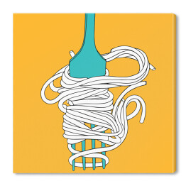 Obraz na płótnie Spaghetti na widelcu - ilustracja