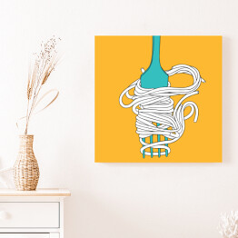 Obraz na płótnie Spaghetti na widelcu - ilustracja