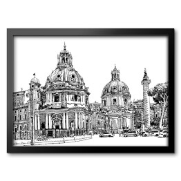 Obraz w ramie Czarno-biały rysunek Rzymu