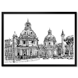 Plakat w ramie Czarno-biały rysunek Rzymu