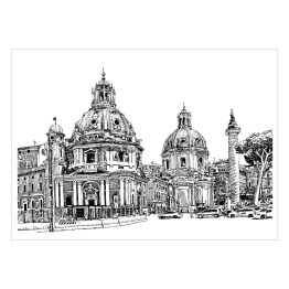 Czarno-biały rysunek Rzymu