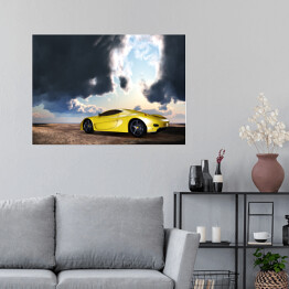 Plakat samoprzylepny Samochód sportowy przy zachmurzonym niebie
