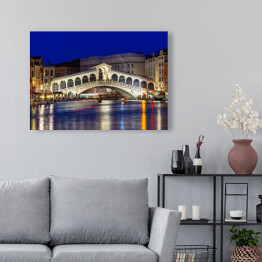 Obraz na płótnie Nocny widok mostu Rialto i Wielkiego Kanału w Wenecji we Włoszech