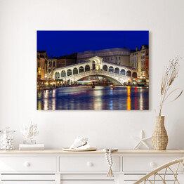 Obraz na płótnie Nocny widok mostu Rialto i Wielkiego Kanału w Wenecji we Włoszech