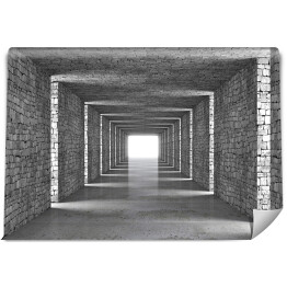 Fototapeta winylowa zmywalna Murowany długi korytarz 3D
