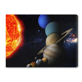 Obraz na płótnie Słońce i dziewięć orbitujących planet 