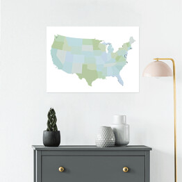 Plakat samoprzylepny Mapa Stanów Zjednoczonych Ameryki