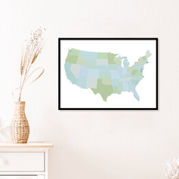 Plakat w ramie Mapa Stanów Zjednoczonych Ameryki