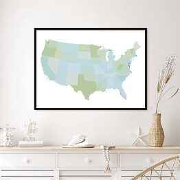 Plakat w ramie Mapa Stanów Zjednoczonych Ameryki