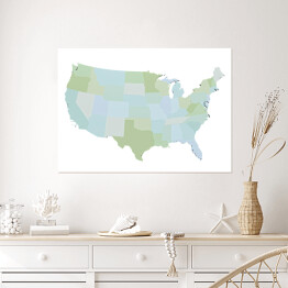 Plakat samoprzylepny Mapa Stanów Zjednoczonych Ameryki