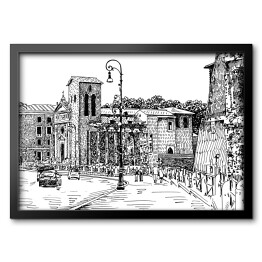 Obraz w ramie Szkic rzymskiej uliczki