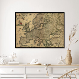 Plakat w ramie Mapa Europy w stylu vintage