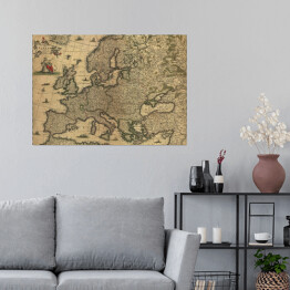 Plakat samoprzylepny Mapa Europy w stylu vintage