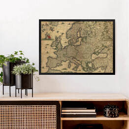Obraz w ramie Mapa Europy w stylu vintage