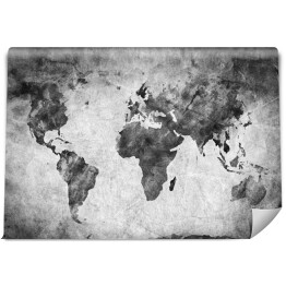 Fototapeta winylowa zmywalna Mapa świata - akwarela w odcieniach szarości