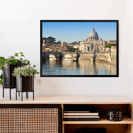 Obraz w ramie Most, bazylika i rzeka Tiber w Rzymie