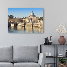 Most, bazylika i rzeka Tiber w Rzymie