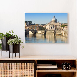 Obraz na płótnie Most, bazylika i rzeka Tiber w Rzymie