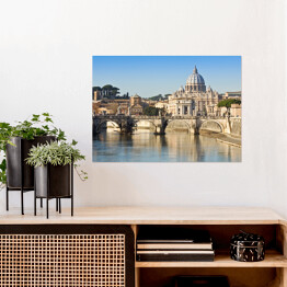 Plakat Most, bazylika i rzeka Tiber w Rzymie