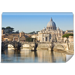 Fototapeta samoprzylepna Most, bazylika i rzeka Tiber w Rzymie