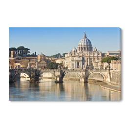 Obraz na płótnie Most, bazylika i rzeka Tiber w Rzymie