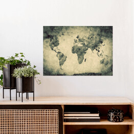 Plakat Mapa świata - akwarela na beżowym tle