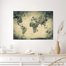 Plakat samoprzylepny Mapa świata - akwarela na beżowym tle