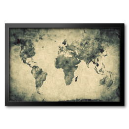 Obraz w ramie Mapa świata - akwarela na beżowym tle