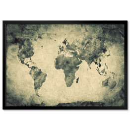 Plakat w ramie Mapa świata - akwarela na beżowym tle