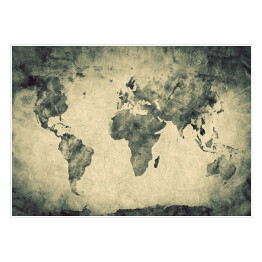 Plakat Mapa świata - akwarela na beżowym tle