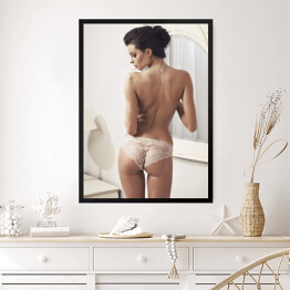 Obraz w ramie Piękna naga kobieta w koronkowej bieliźnie