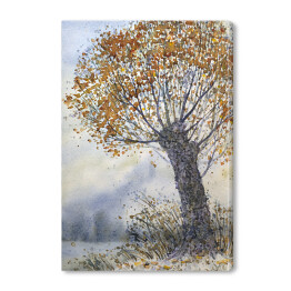 Obraz na płótnie Stare drzewo jesienią - akwarela