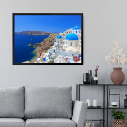 Obraz w ramie Charakterystyczna architekrura na wyspie Santorini w Grecji
