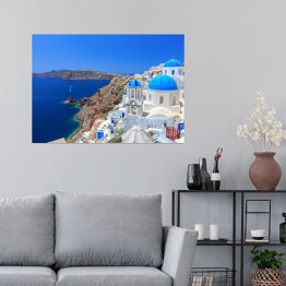 Plakat Charakterystyczna architekrura na wyspie Santorini w Grecji