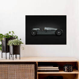 Plakat samoprzylepny Szary samochód na czarnym tle