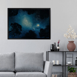 Obraz w ramie Ciemne drzewa na tle nieba pełnego gwiazd