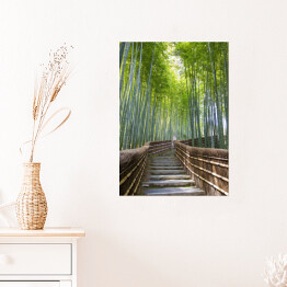 Plakat Bambusowy las - przejście blisko świątyni, Kyoto