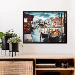 Obraz w ramie Klasyczny widok na Most Rialto w Wenecja