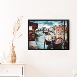 Obraz w ramie Klasyczny widok na Most Rialto w Wenecja
