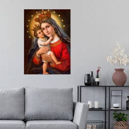 Plakat samoprzylepny Katolicki obraz Madonny z dzieckiem