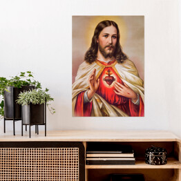 Plakat samoprzylepny Katolicki obraz serca Jezusa Chrystusa
