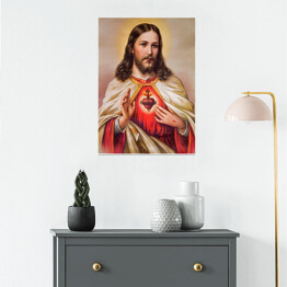 Plakat samoprzylepny Katolicki obraz serca Jezusa Chrystusa