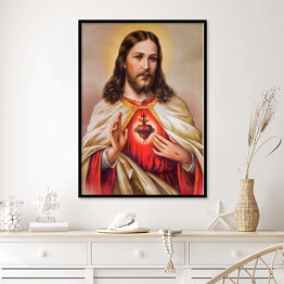 Plakat w ramie Katolicki obraz serca Jezusa Chrystusa