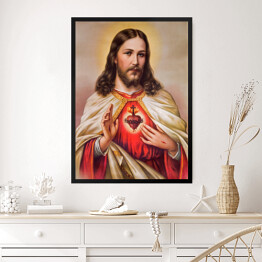 Obraz w ramie Katolicki obraz serca Jezusa Chrystusa
