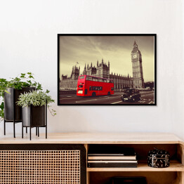 Plakat w ramie Czerwony autobus w Londynie