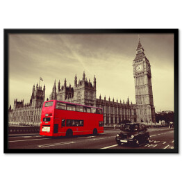 Plakat w ramie Czerwony autobus w Londynie