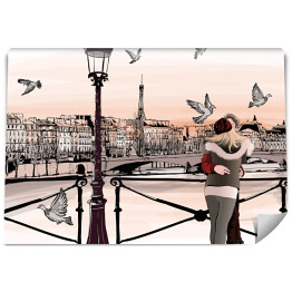 Fototapeta winylowa zmywalna Młoda para na Pont des Arts w Paryżu