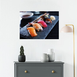Plakat Kolorowe sushi na desce