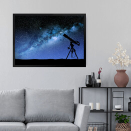 Obraz w ramie Teleskop na tle nieba pełnego gwiazd
