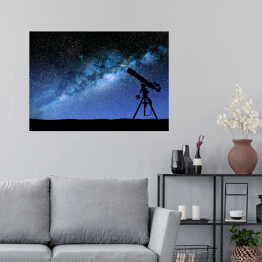 Plakat Teleskop na tle nieba pełnego gwiazd